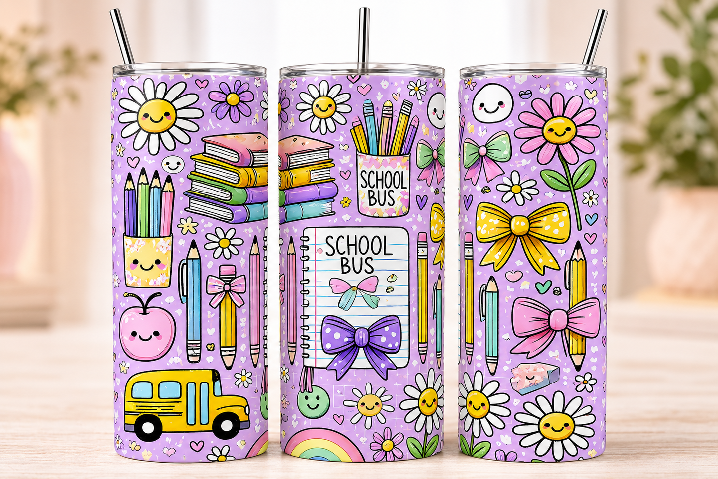 Cute School Bus 20 oz Stainless Steel Tumbler