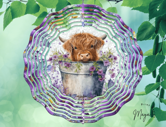 Highland Cow Wind Spinner