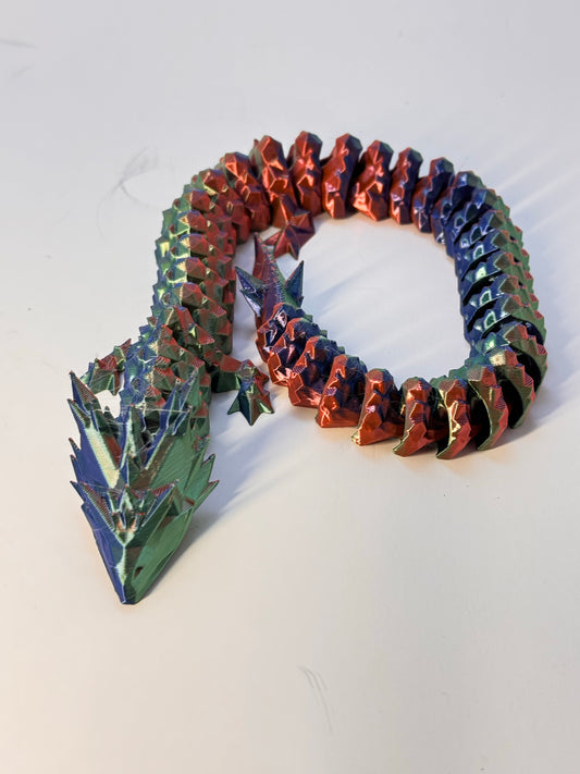 15-Inch Multicolor Articulated 3D-Printed Dragon