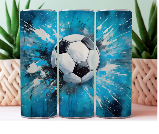Graphic soccer ball tumbler