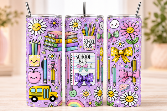 Cute School Bus 20 oz Stainless Steel Tumbler