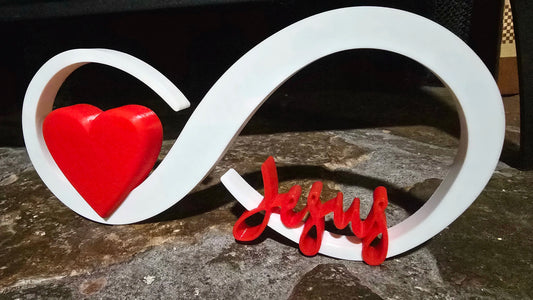 3D Printed Infinity Heart Jesus Décor 9X4"
