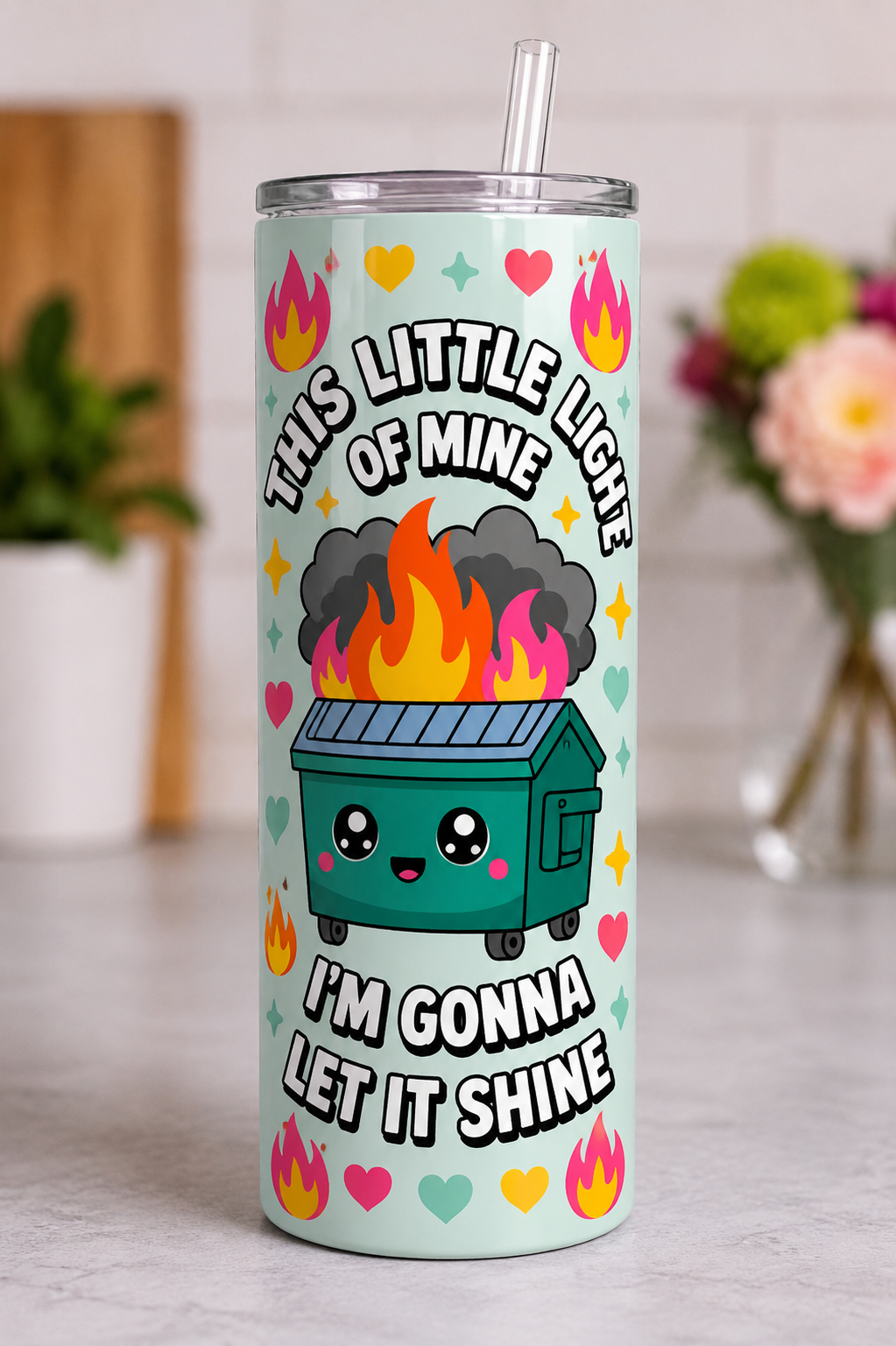 This Little Light Of Mine Dumpster Fire Skinny Tumbler