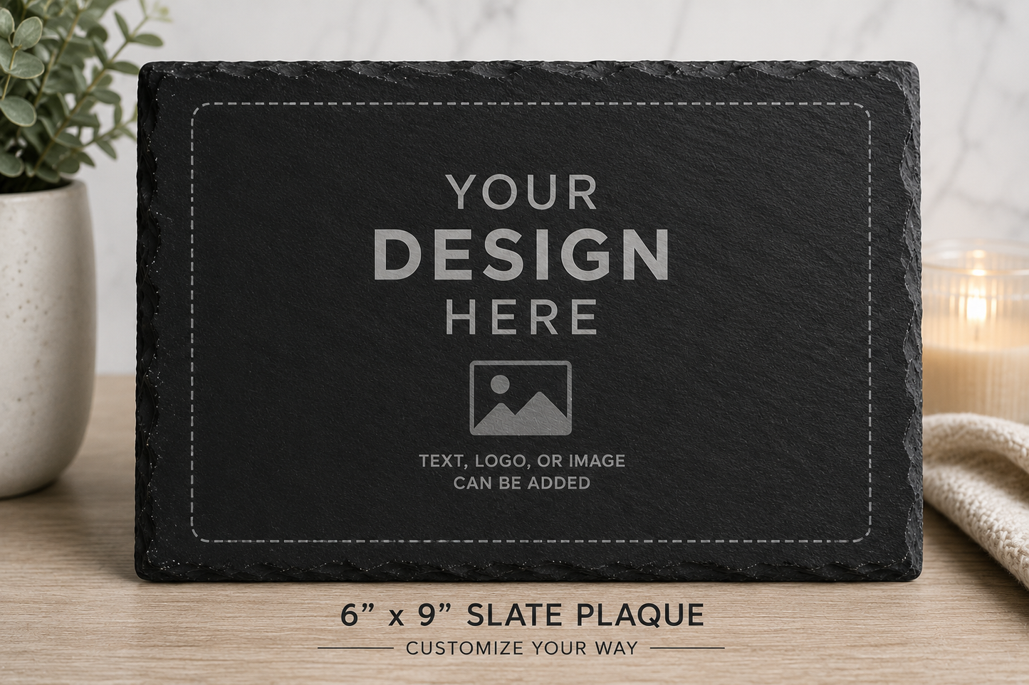 Laser Etched Picture on Black Slate with Stand