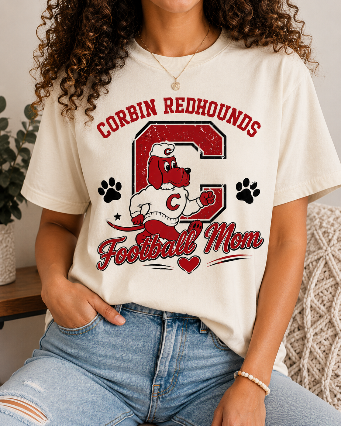 Corbin Redhounds Football Mom Graphic Tee