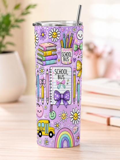 Cute School Bus 20 oz Stainless Steel Tumbler