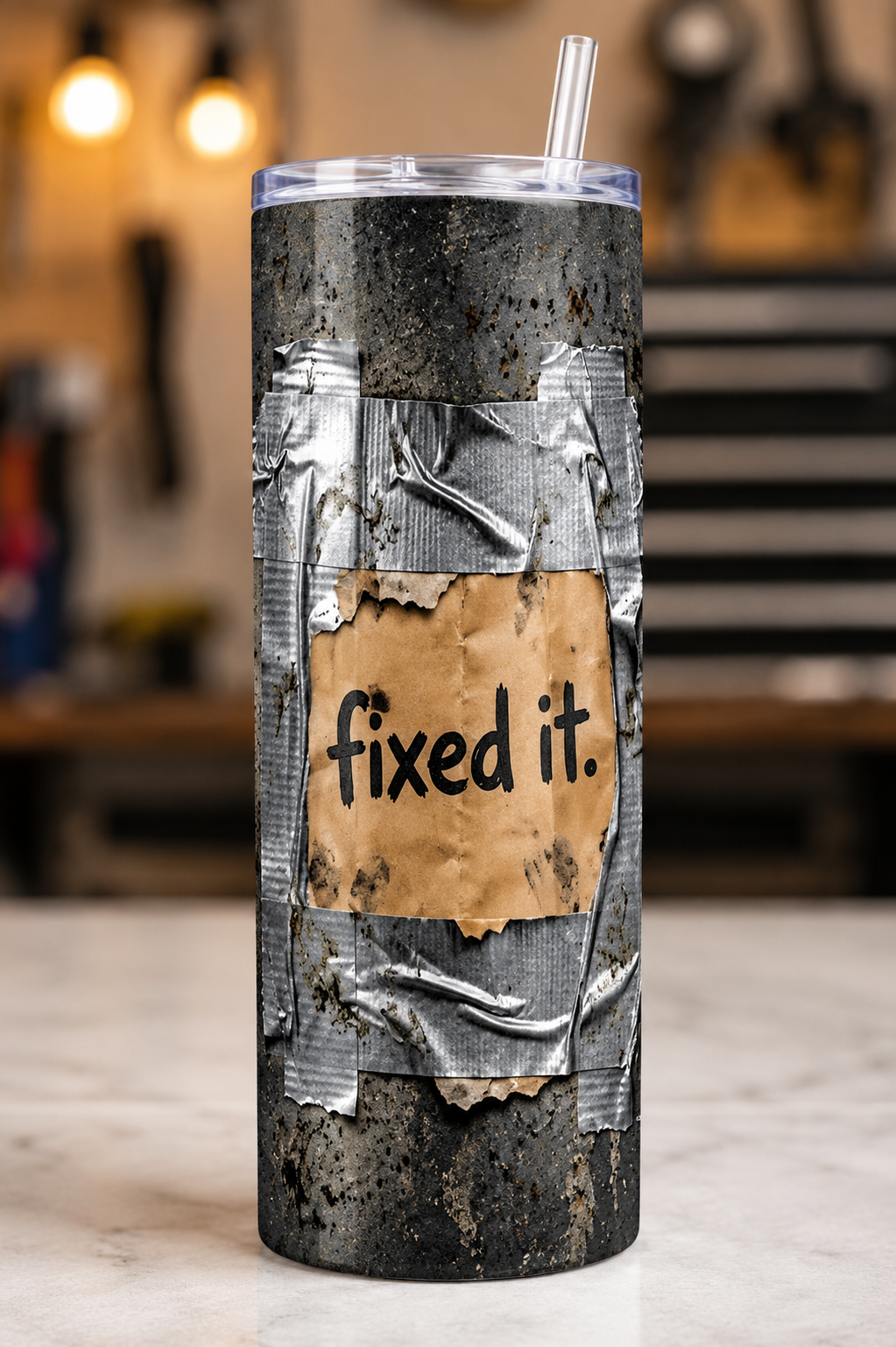 Fixed It Duct Tape Skinny Tumbler