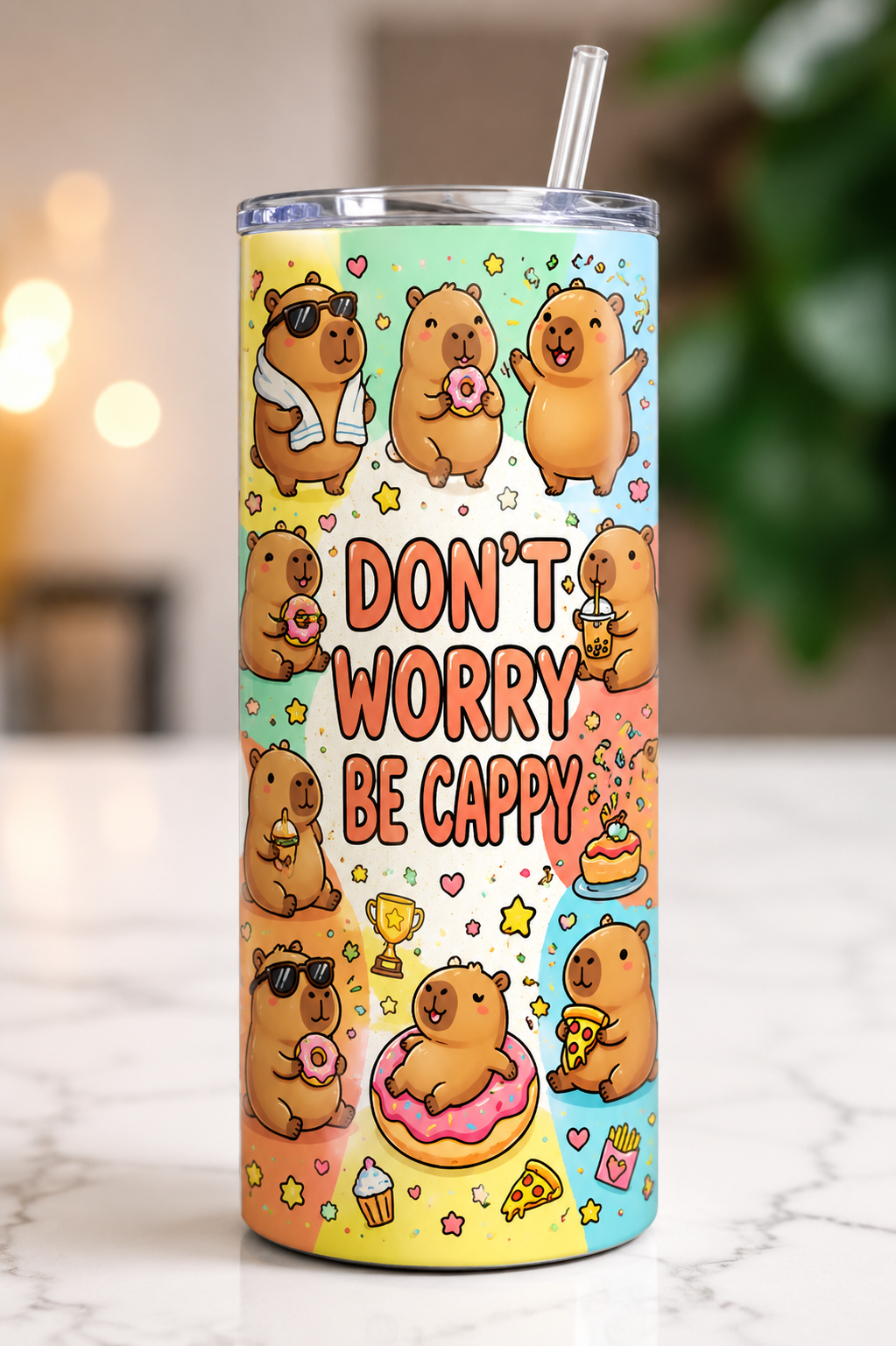 Don’t Worry Be Cappy Skinny Tumbler