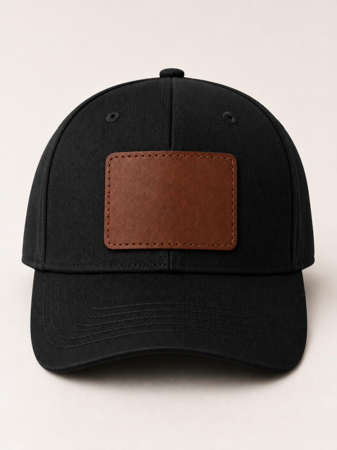 Baseball cap with custom leather patch