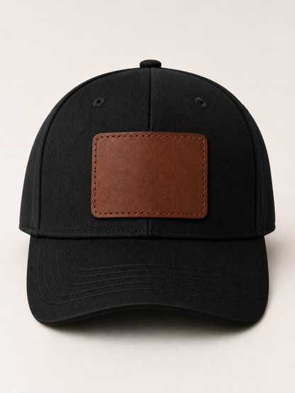 Baseball cap with custom leather patch
