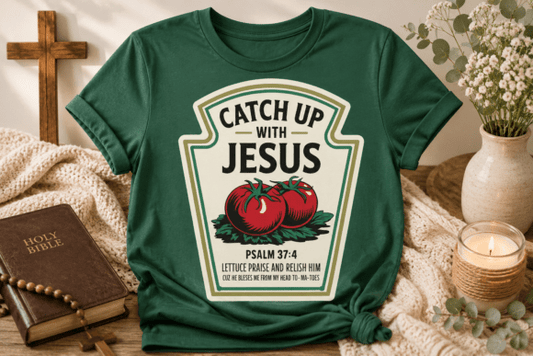 Catch Up with Jesus Christian T-Shirt | Psalm 37:4 Faith Graphic Tee