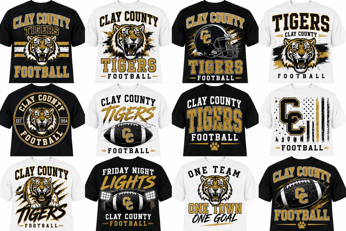 Clay County Tigers Football Graphic Tee