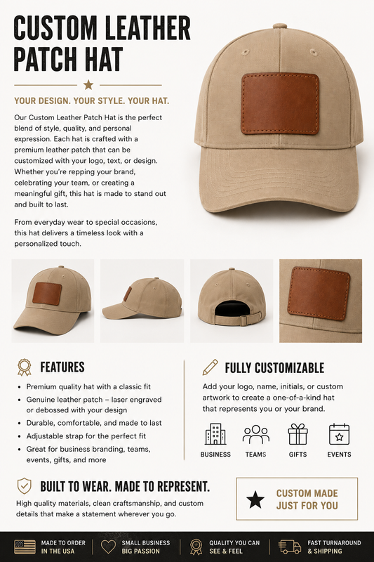 Baseball cap with custom leather patch