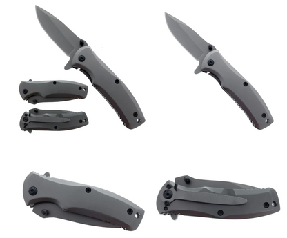 Falcon 6.25" Gray Spring Assisted Knife w/Belt Clip