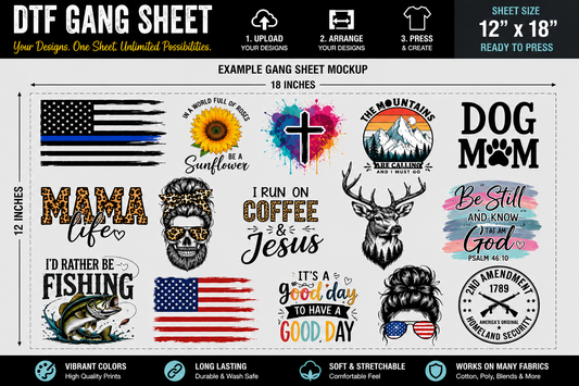 DTF Gang Sheet Printing | Design Your Own Transfers