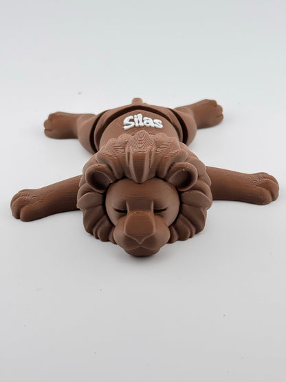 Personalized 3D Printed Articulated Sleeping Lion with Custom Name