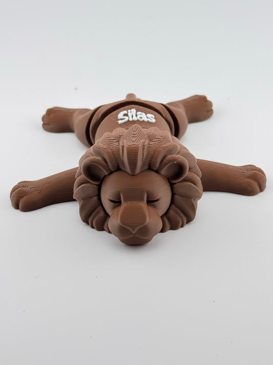 Personalized 3D Printed Articulated Sleeping Lion with Custom Name
