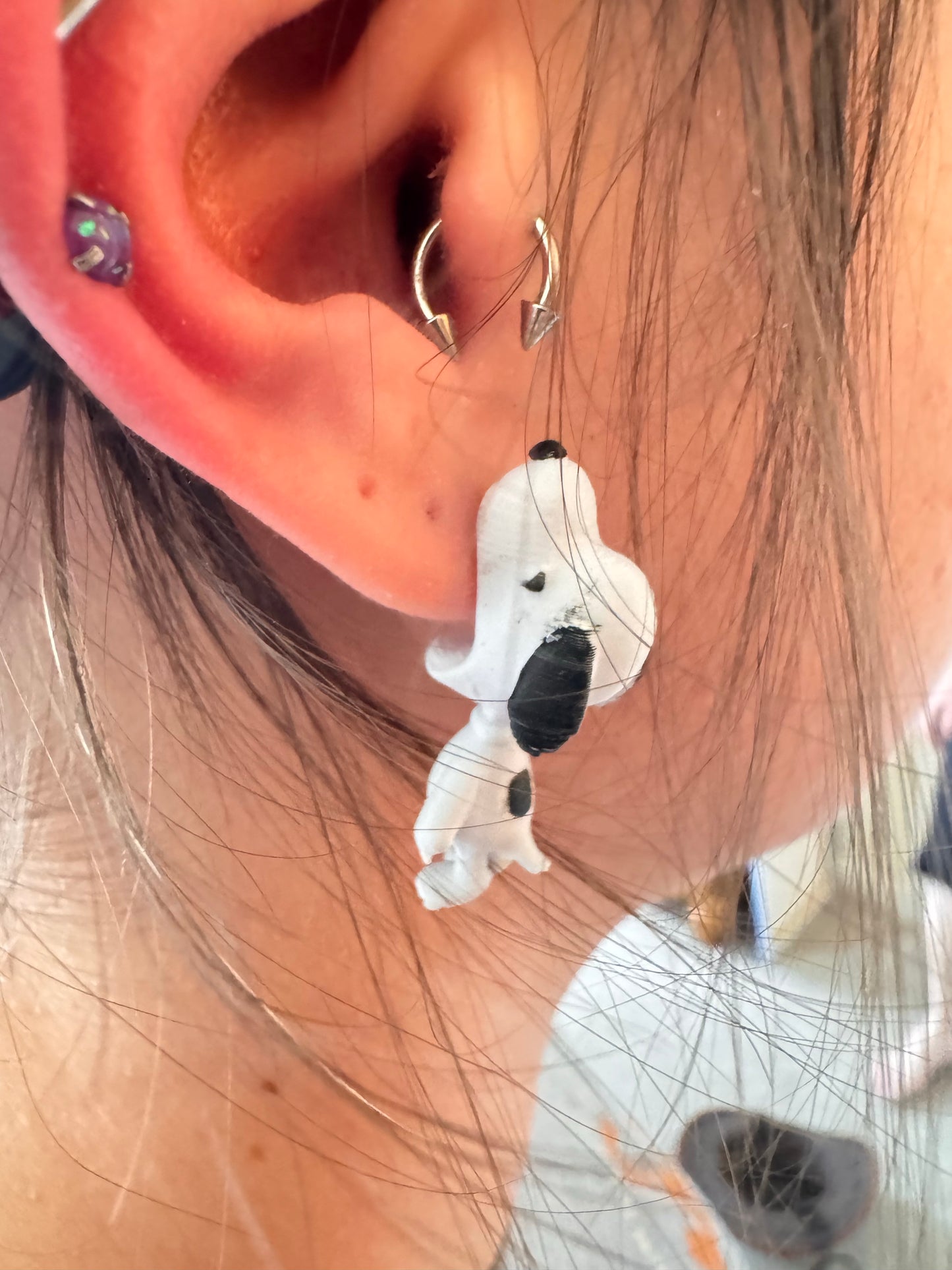 Handmade 3D-Printed Snoopy-Inspired Stud Earrings