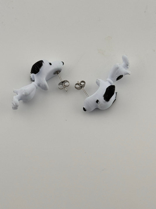 Handmade 3D-Printed Snoopy-Inspired Stud Earrings
