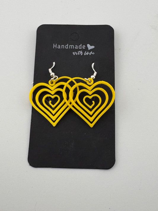 Handmade 3D-Printed Spiral Heart Earrings