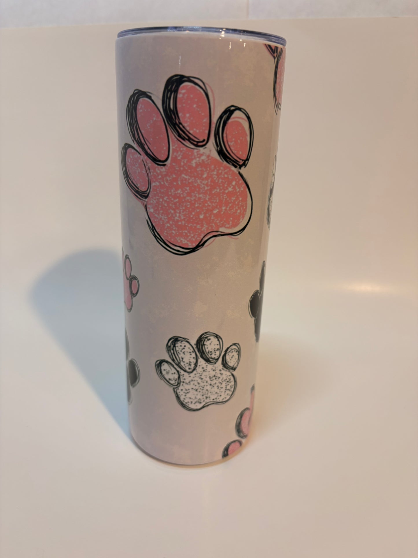 Pink Paw Print 20oz Skinny Tumbler