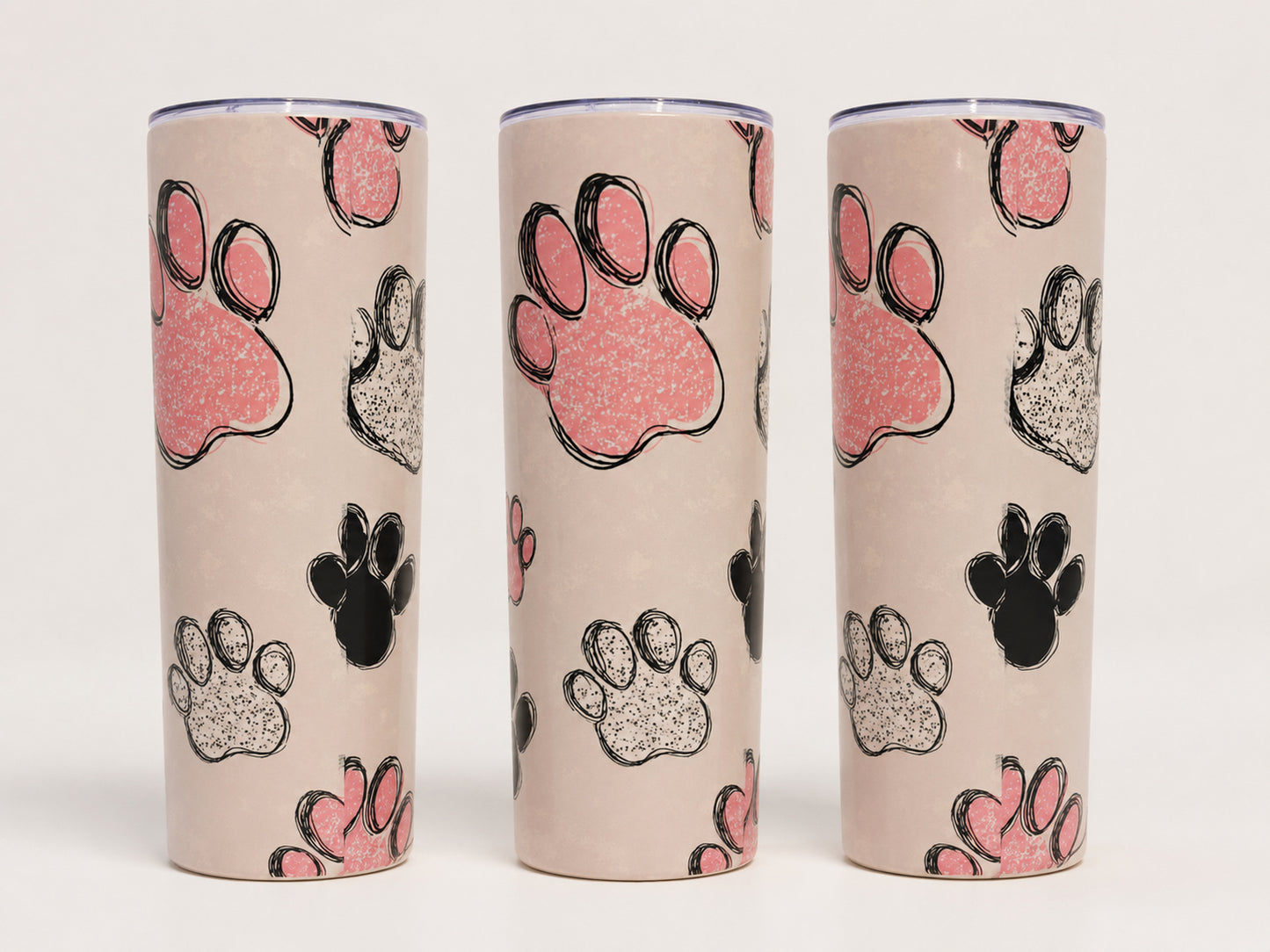 Pink Paw Print 20oz Skinny Tumbler