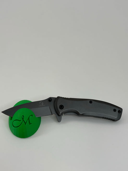Falcon 6.25" Gray Spring Assisted Knife w/Belt Clip