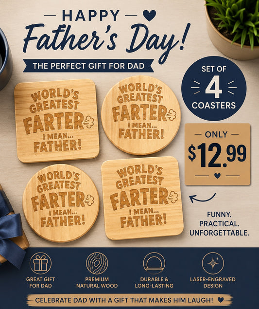 Father's Day Coaster Set Of 4