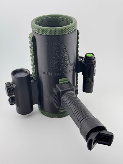 2-Can Tactical Auto-Eject Beverage Koozie with Picatinny Rails