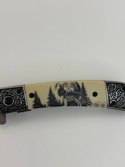 Sigma Ball Bearing Flipper Knife - Wolf Design