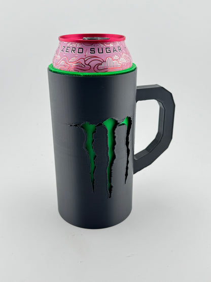 Energy Drink Can Koozie with Handle – Black &amp; Green