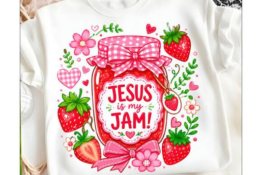 Jesus Is My Jam Christian Strawberry T-Shirt | Cute Faith Graphic Tee