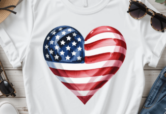 Patriotic Heart Flag Cotton T-Shirt