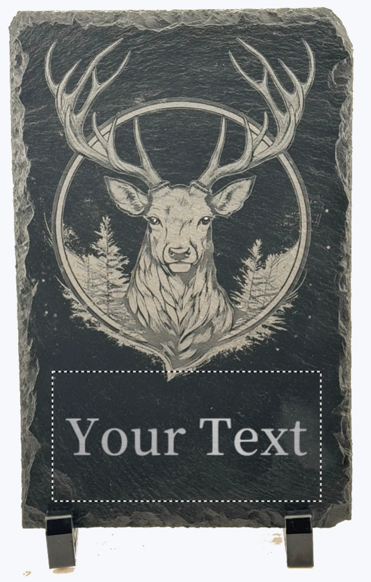 Laser Engraved Whitetail Deer Natural Slate With Customized Section