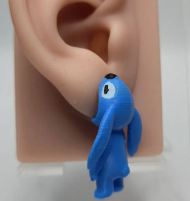 Handmade 3D-Printed Stitch Character Stud Earrings
