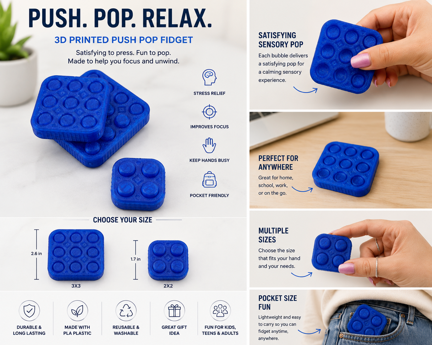 3D Printed Push Pop Fidget