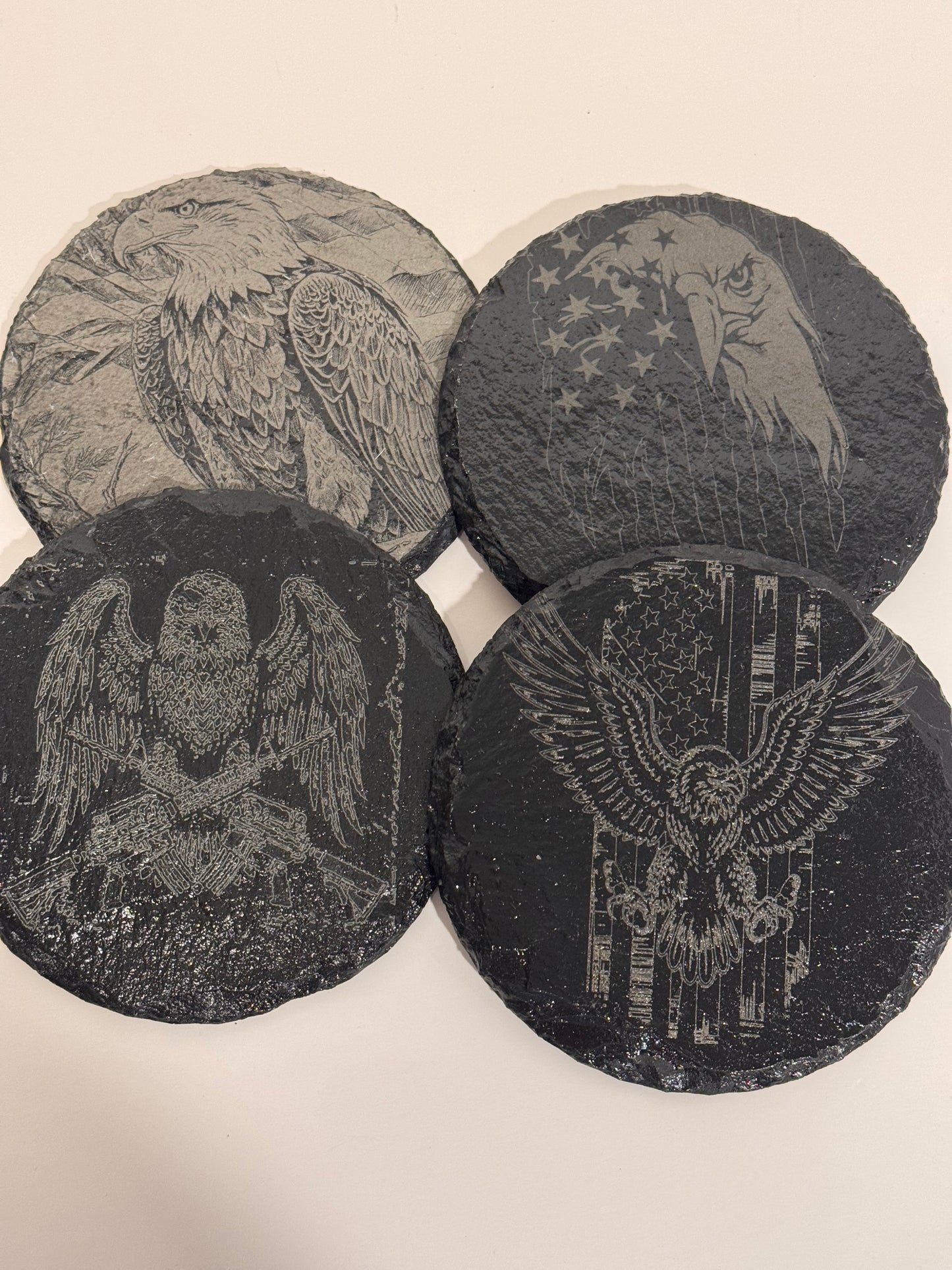 Eagle Collection Laser Engraved Slate Coasters-Set of 4