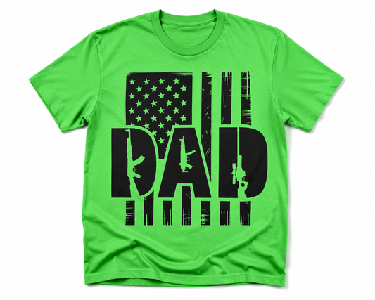 Gun Flag Dad T-Shirt | Patriotic Father's Day Shirt | American Flag Dad Tee | 2A Dad Graphic Tee