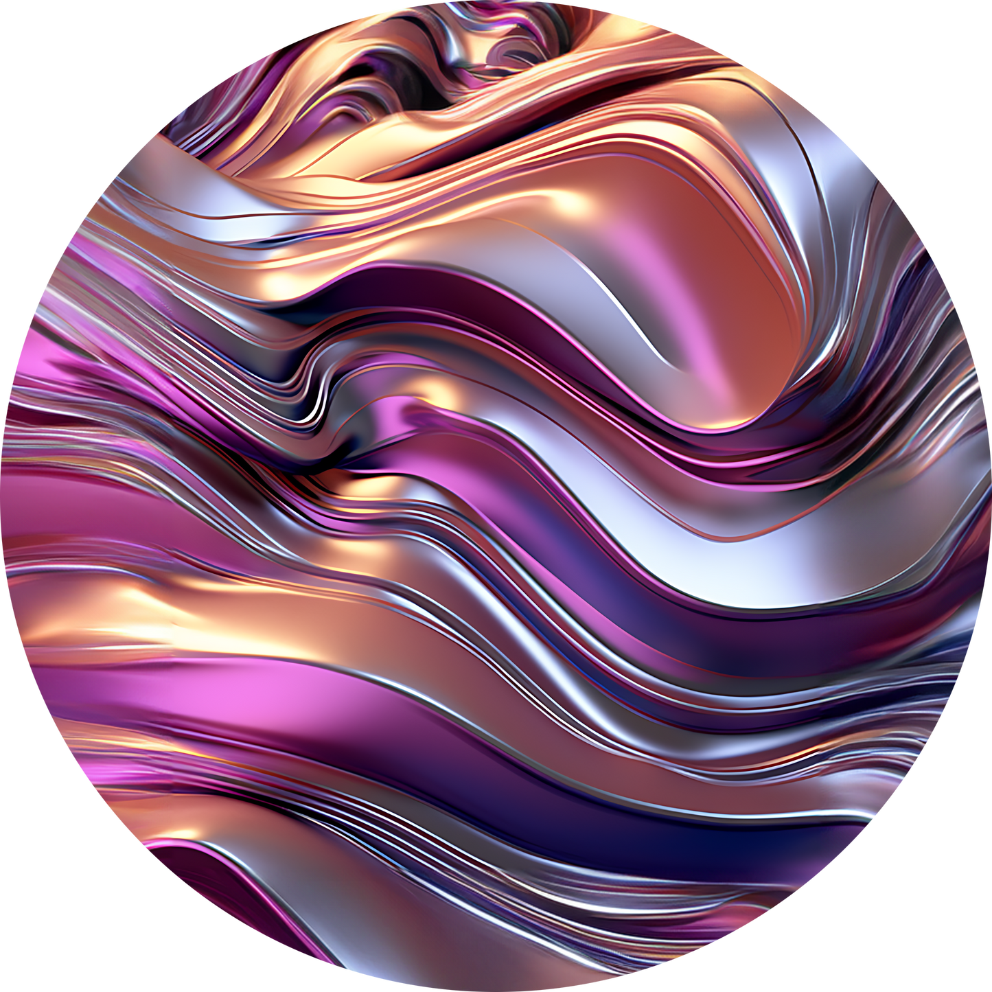 Abstract Liquid Metallic Round Mouse Pad