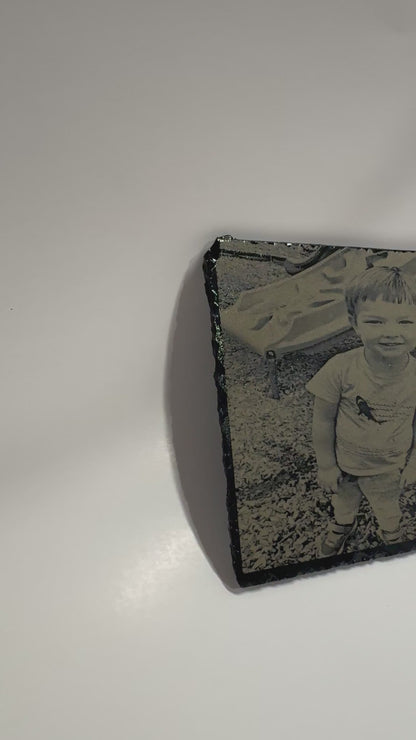 Laser Etched Picture on Black Slate with Stand