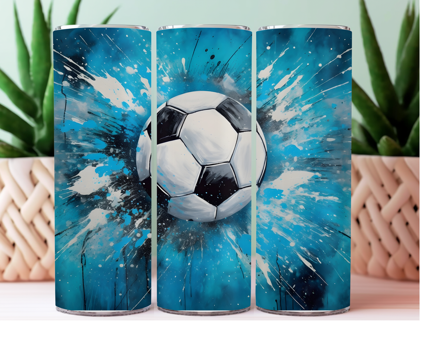 Graphic soccer ball tumbler