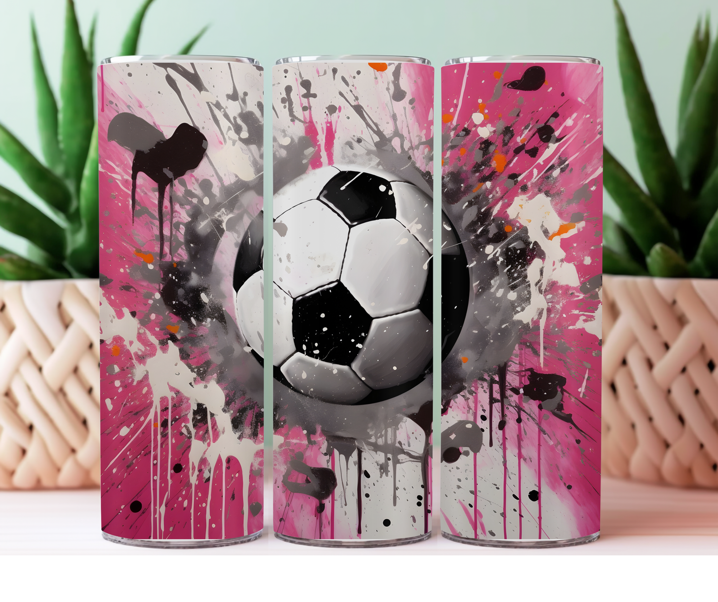 Graphic soccer ball tumbler