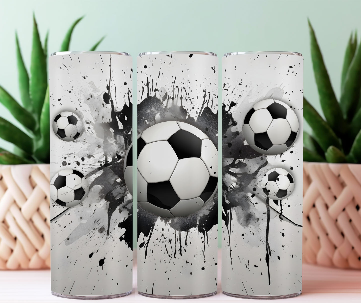 White Soccer Ball Tumbler